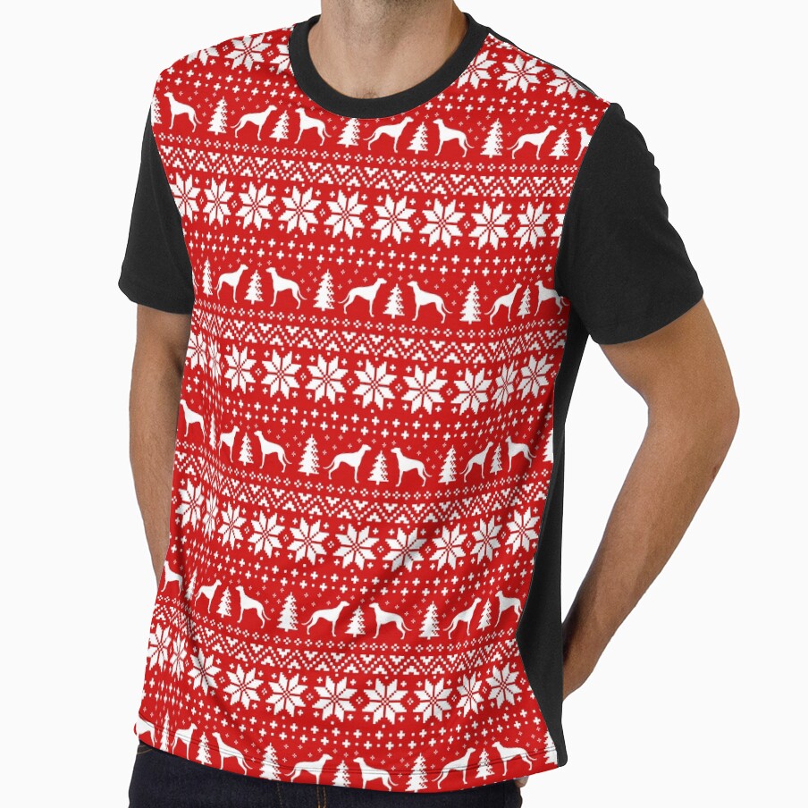 Greyhound Silhouettes Christmas Sweater Pattern by Jenn Inashvili
