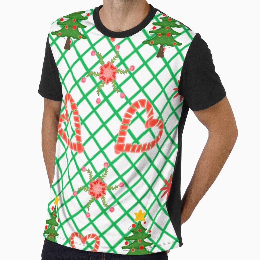 Hand Drawn Christmas Pattern with Candy Cane Hearts and Trees by HopeAndHustle