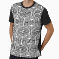 Retro Pattern Design Black And White by ubustudio Unisex , , , Long Sleeve Tee