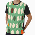 Retro Orange And White Oval Pattern On Green by DEC02 Unisex , , , Long Sleeve Tee