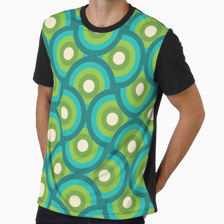 Retro Green-Blue Wavy Pattern by kjeppson Unisex , , , Long Sleeve Tee