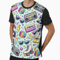 80s Retro Neon Elements AI Graphic – Vintage Pop Culture Icon Pattern by Cleora Art Unisex , , , Long Sleeve Tee