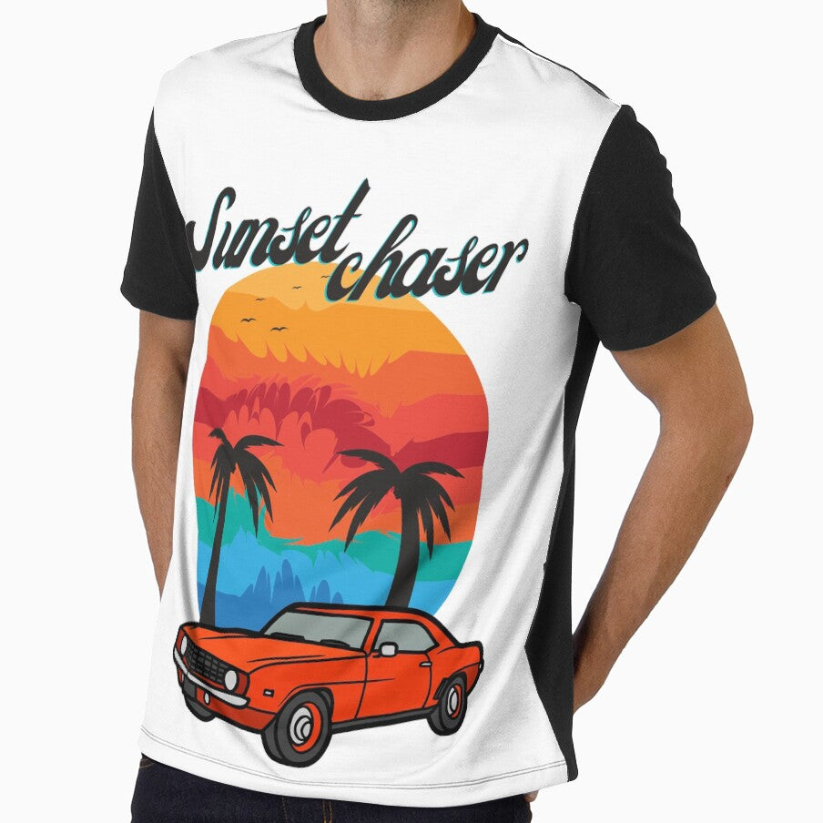 sunset chaser Gender Neutral adult Retro fashion retro cars retro aesthetic by gulnaz797 Unisex , , , Long Sleeve Tee