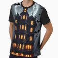 Scary Halloween house with bats and a big moon by Casanova7000