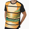 Retro Sun Beach Ocean Mountains Sky AI Art - Orange by Beachy Unisex , , , Long Sleeve Tee