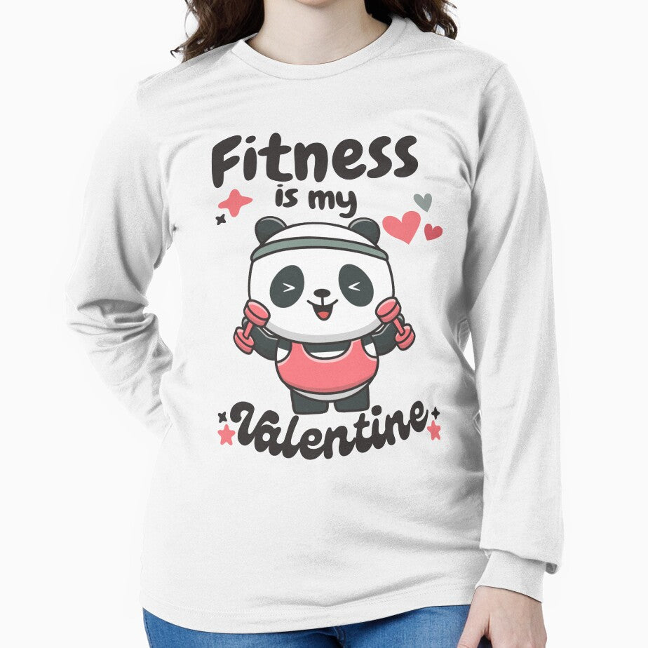 kawaii panda | fitness is my valentine by DrMerlin Unisex , , , Long Sleeve Tee