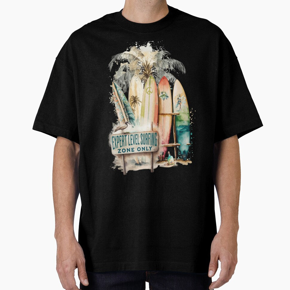 Vintage Classic Retro Surfing, Expert Surfing Zone Only by OceanIconic Unisex , , , Long Sleeve Tee