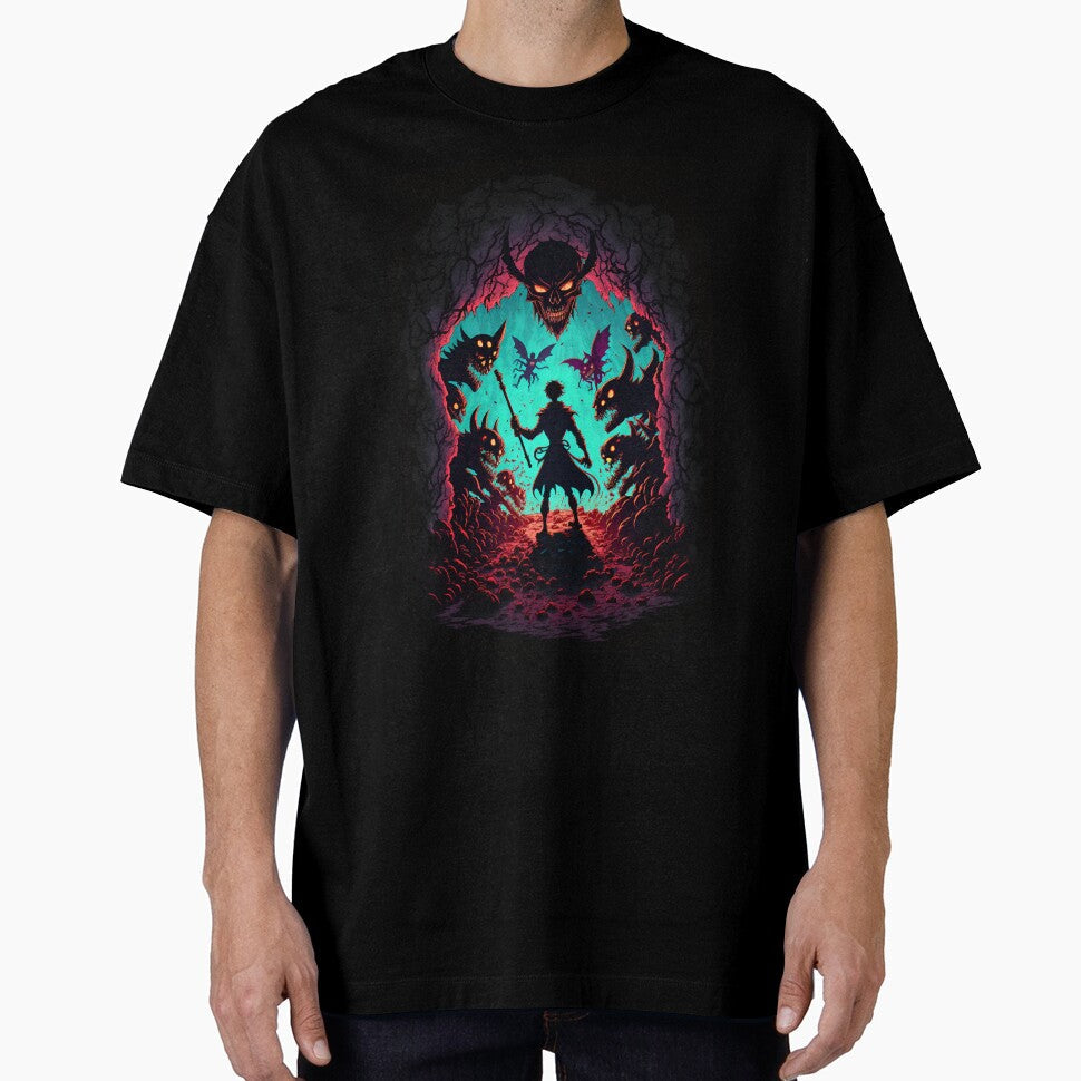 Anime Hero Entering Hell to Fight Demons by Bubblebuk Unisex , , , Long Sleeve Tee