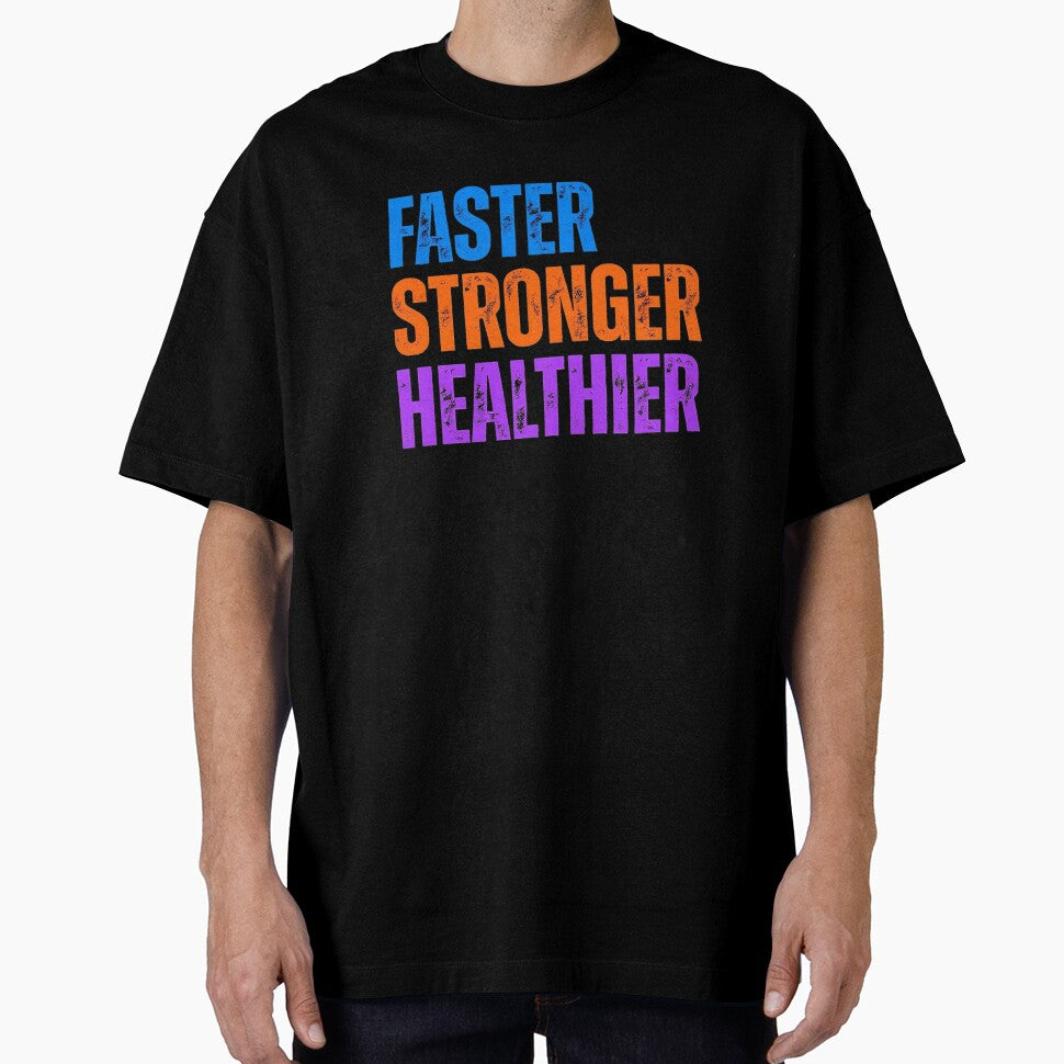 Fitness and Gym: FASTER STRONGER HEALTHIER by Artflow Pixel Studios Unisex , , , Long Sleeve Tee