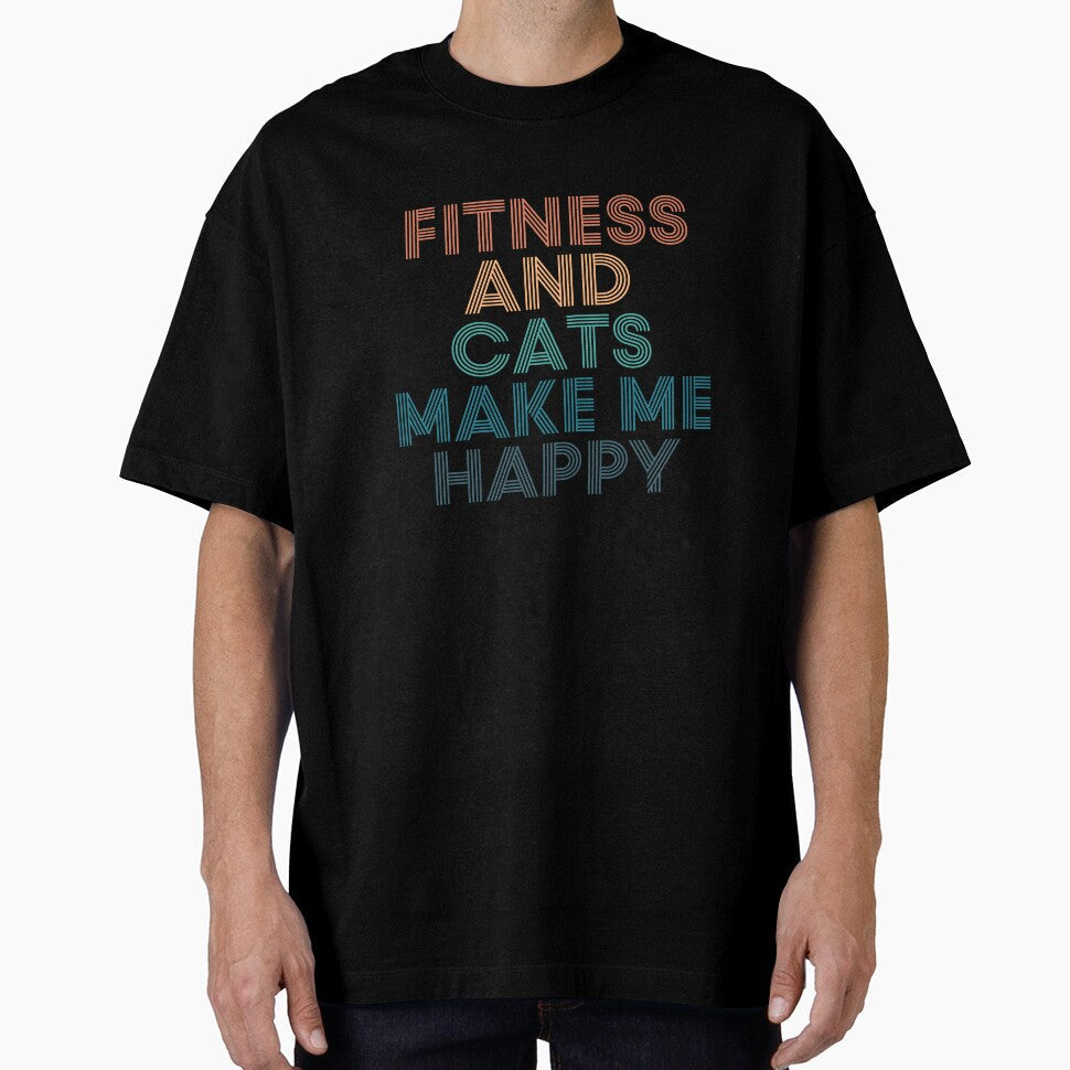 Fitness And Cats Make Me Happy- Gift for Fitness & Cats Fans by kindxinn Unisex , , , Long Sleeve Tee