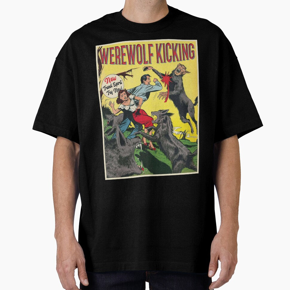 Vintage Werewolf Kicking Sport Retro Horror Poster Wolf Gift by TheAplus