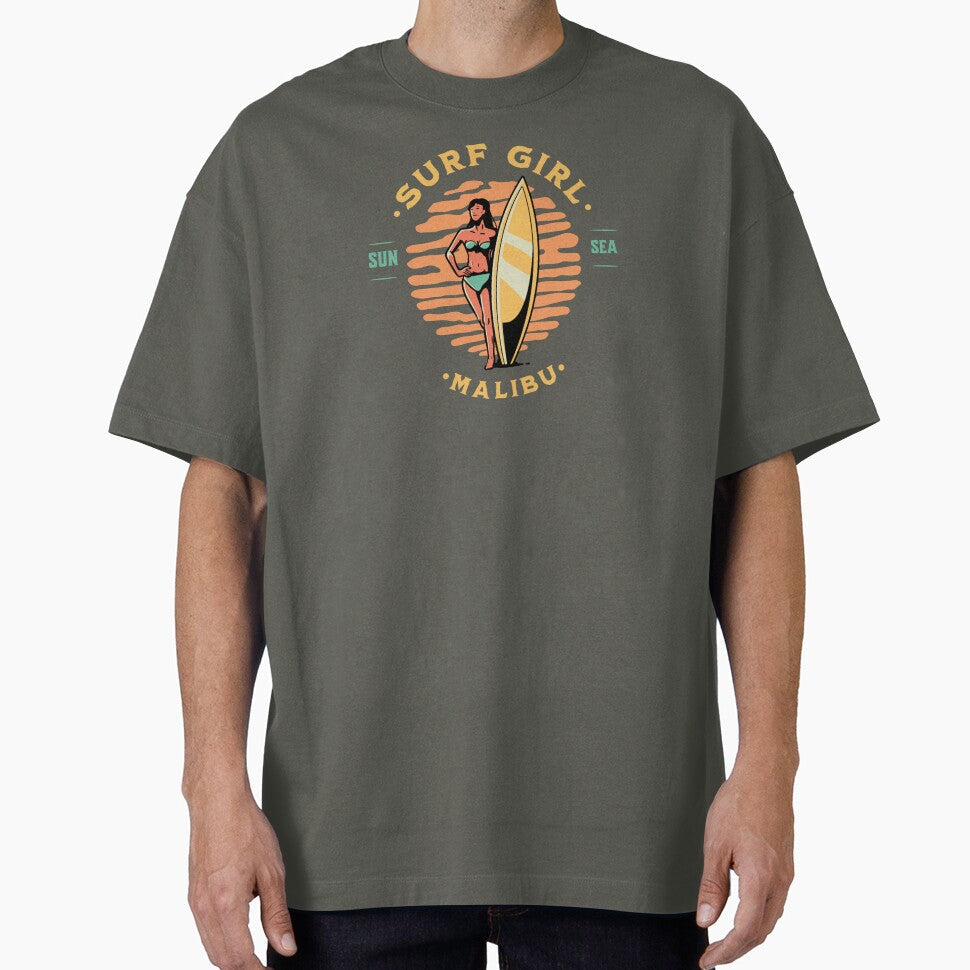 Surfer Girl Surfing Malibu California by CattlettArt Unisex , , , Long Sleeve Tee