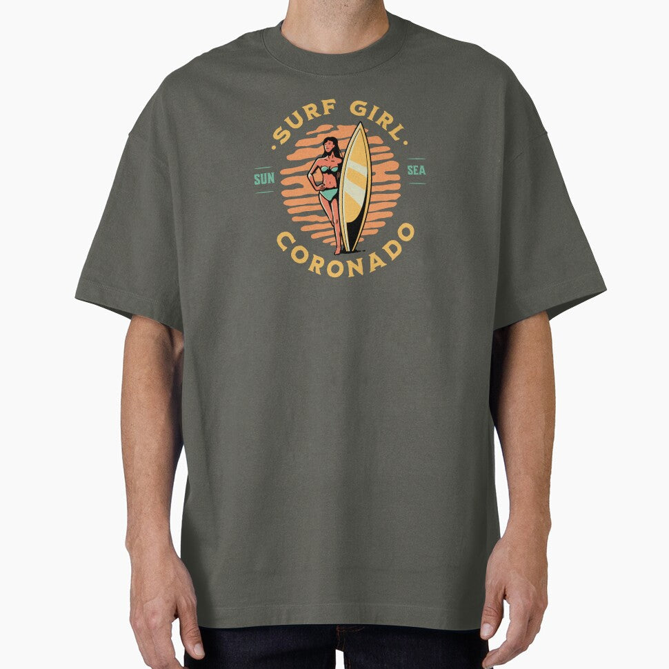 Beach Surfer Girl Coronado California Surfing by CattlettArt Unisex , , , Long Sleeve Tee