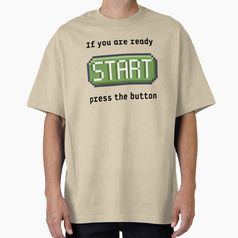 Press the start button - Retro gaming experience - Text based design - Black text by Nemesiscrowd