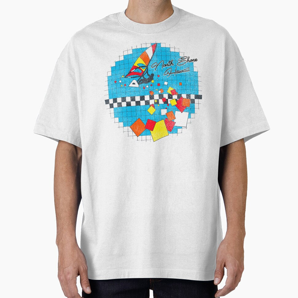 Retro 70s/80s Style Windsurfing Graphic North Shore Hawaii by darklordpug Unisex , , , Long Sleeve Tee