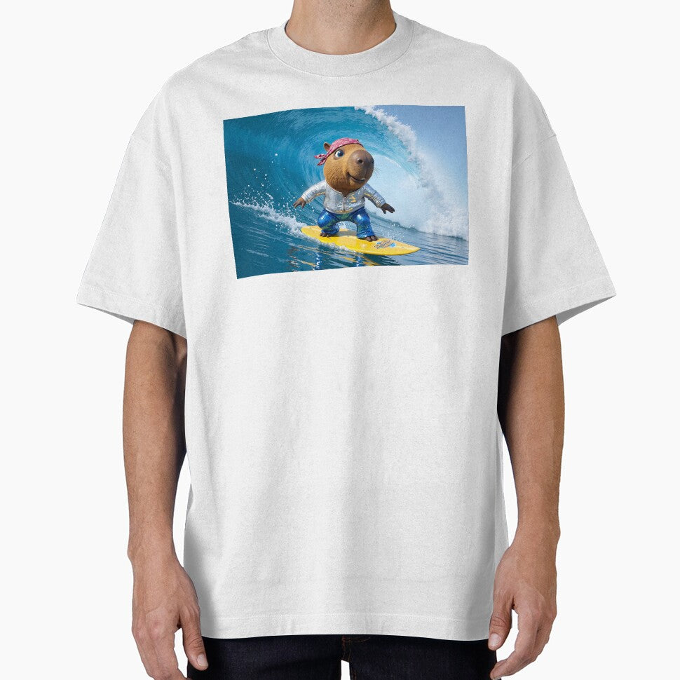 Calvin Capybara Surfing by LOST GAY LONDON Unisex , , , Long Sleeve Tee