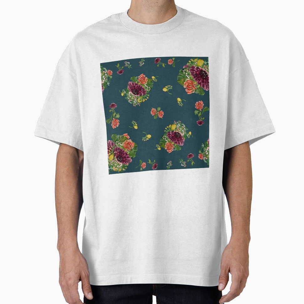 Dahlia palm flower pattern a watercolor turquoise by Yana Mustafina | Boho Soulful Designs