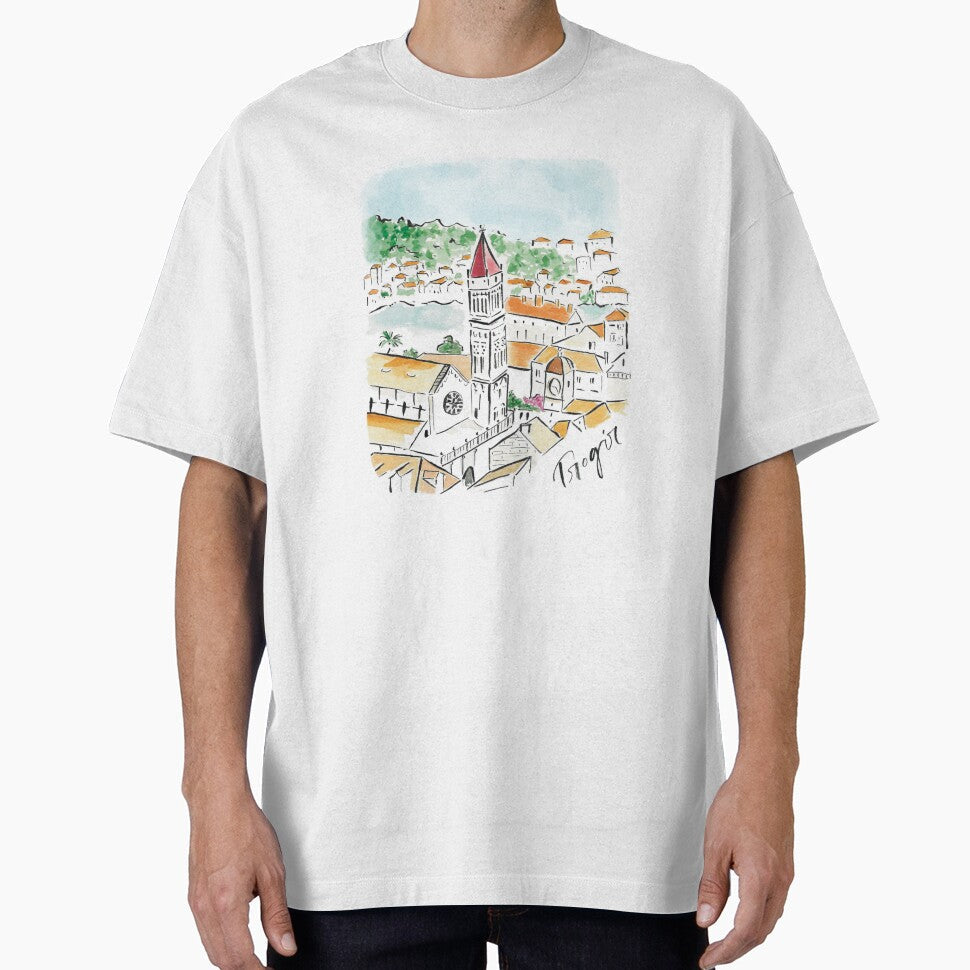 Trogir, Croatia Travel Poster Print Sticker by alwaysbookish Unisex , , , Long Sleeve Tee