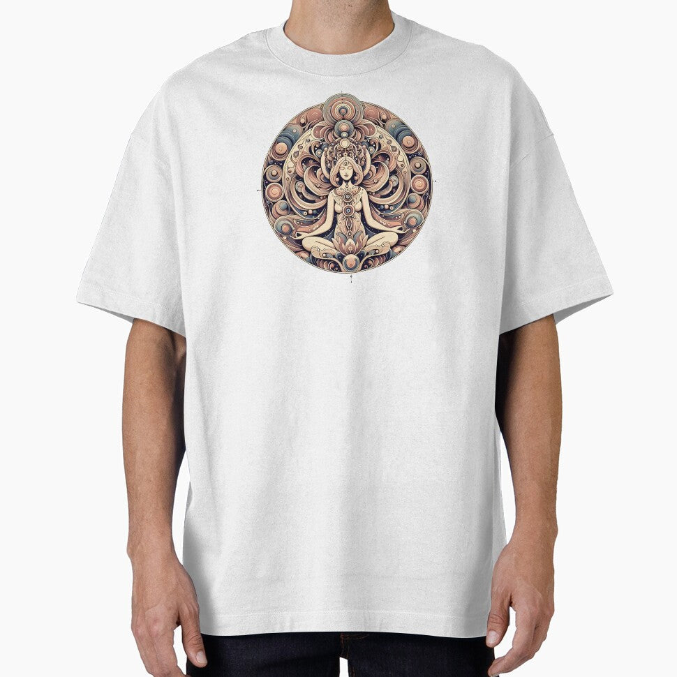 Mandala with woman in lotus position by Ganeshirt Unisex , , , Long Sleeve Tee