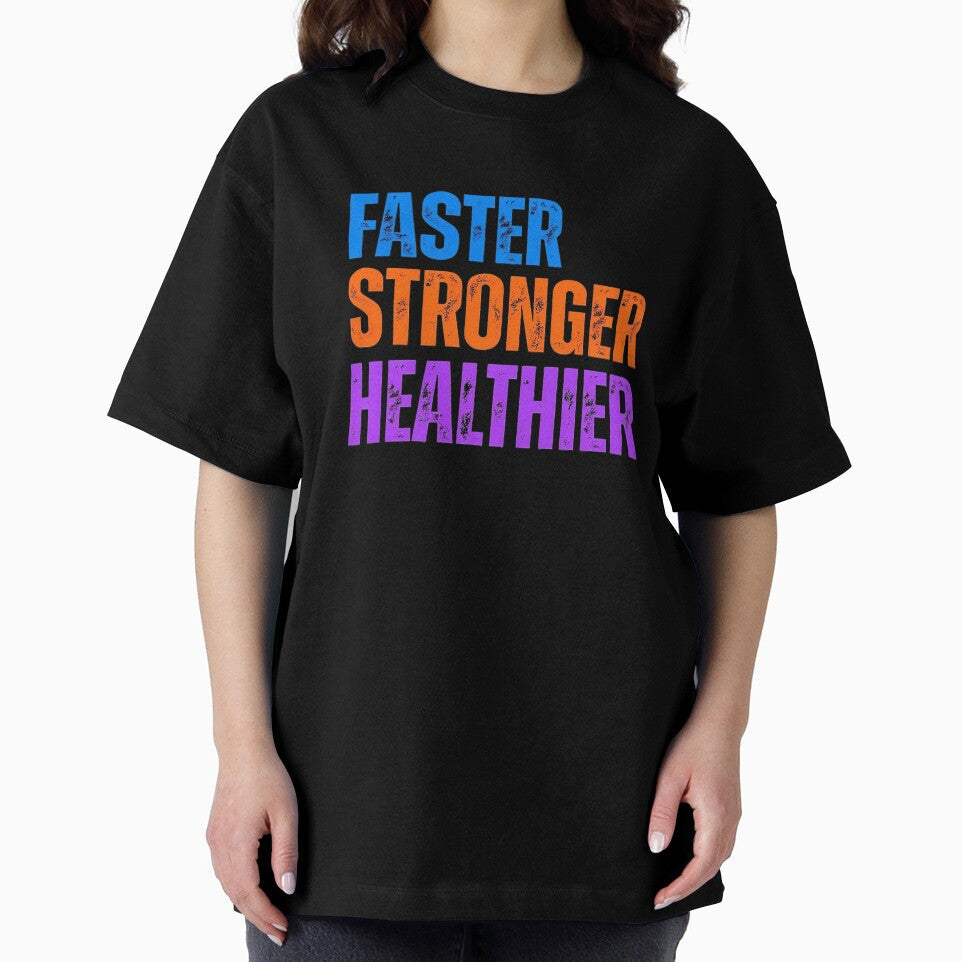 Fitness and Gym: FASTER STRONGER HEALTHIER by Artflow Pixel Studios Unisex , , , Long Sleeve Tee