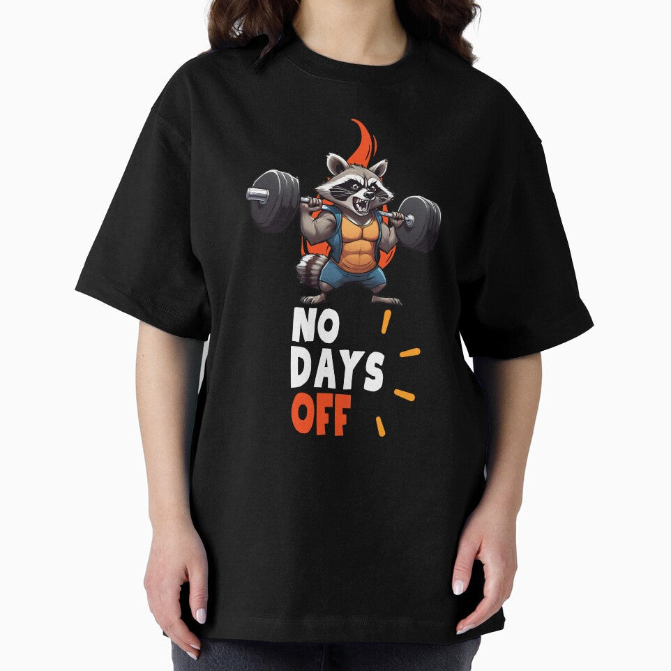 No Days Off - Raccoon Gym by OnTheTrend Unisex , , , Long Sleeve Tee