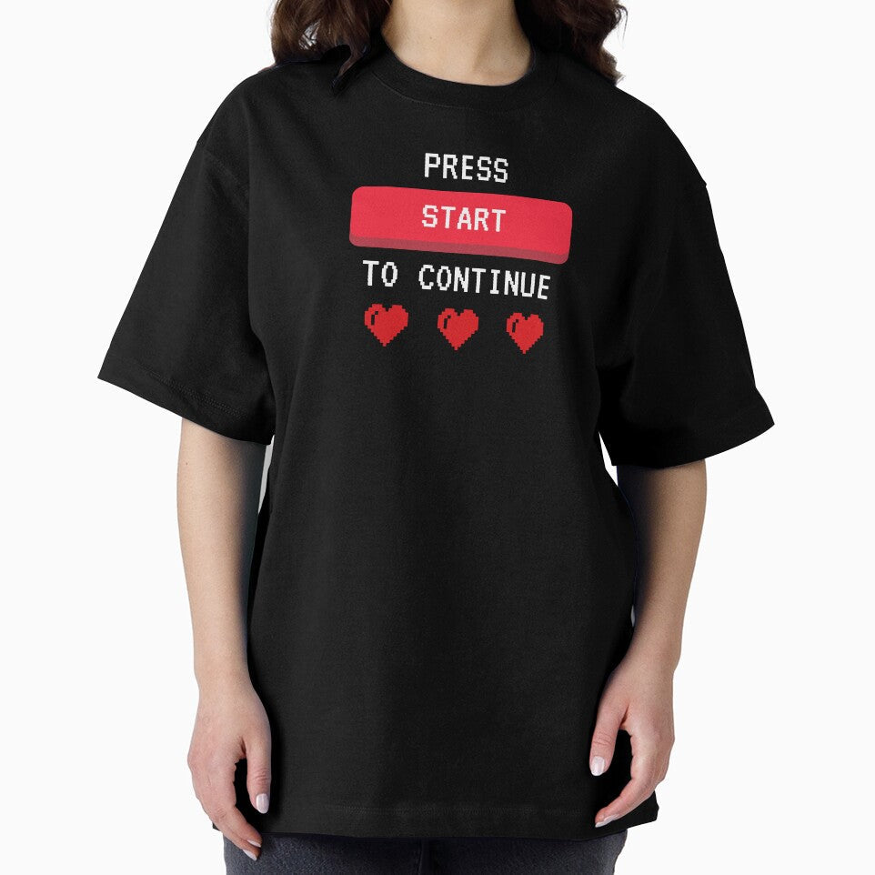 Press Start to Continue by Introvert Retrospective Unisex , , , Long Sleeve Tee