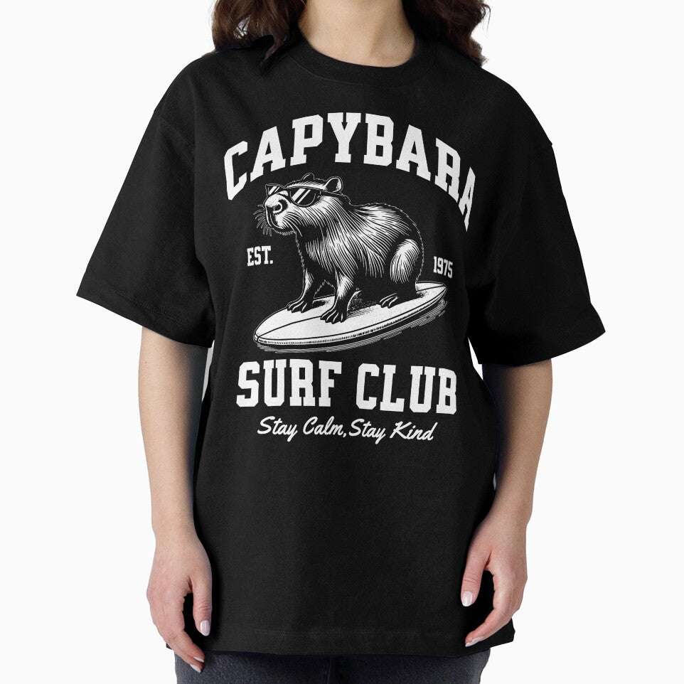 Cool Capybara Surfing Vintage Style by EthosWear