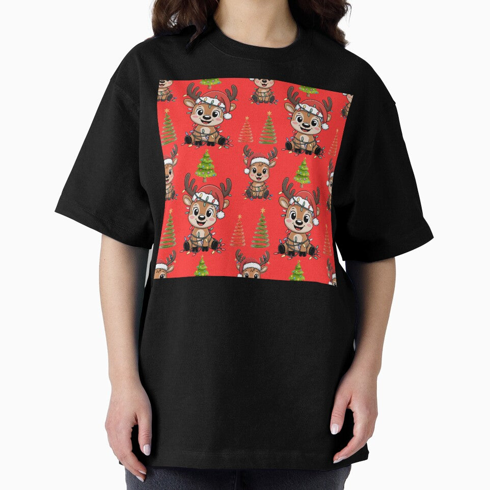 Bright Christmas Trees & Reindeer Illustration Pattern by Grang Art Artistic Designs