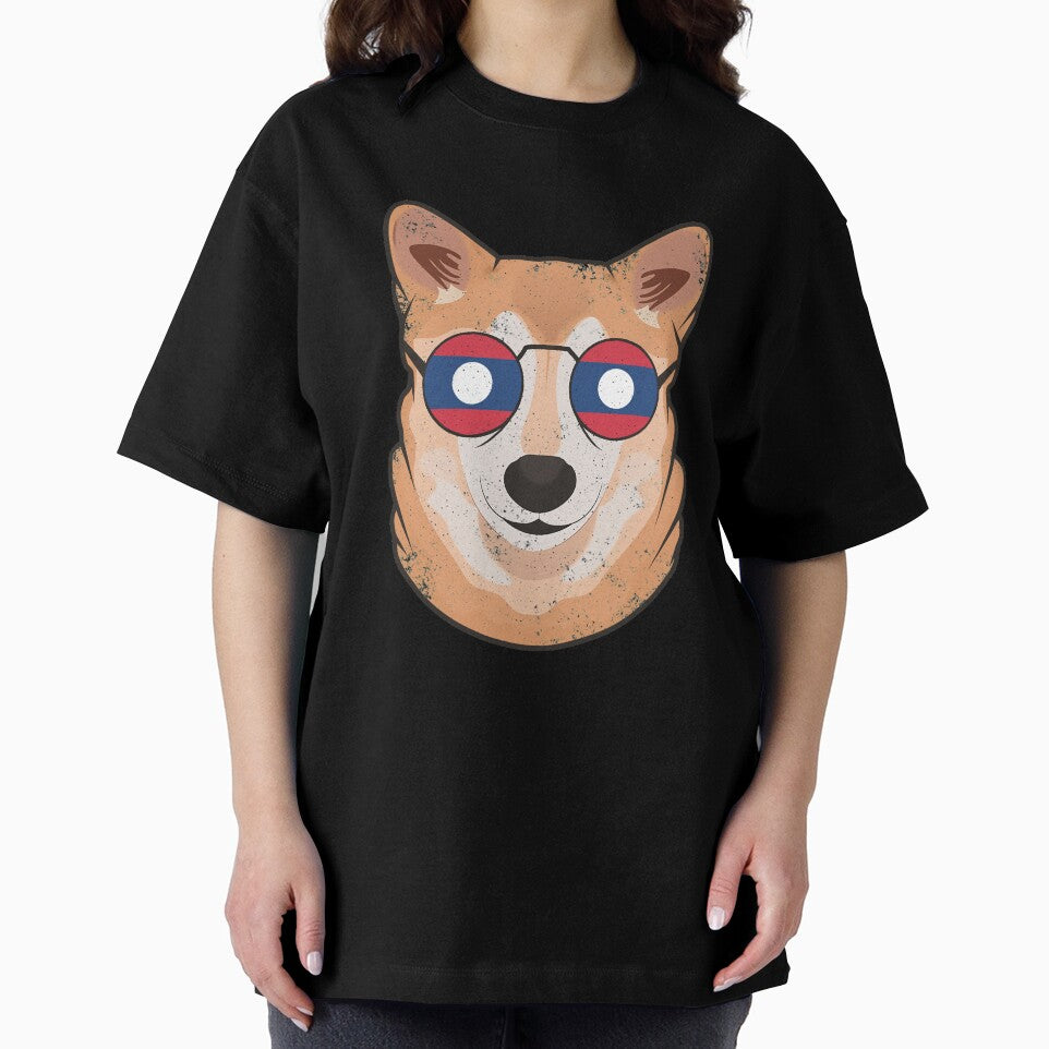 Vintage Patriotic Shiba Inu Lao Flag by feether-store