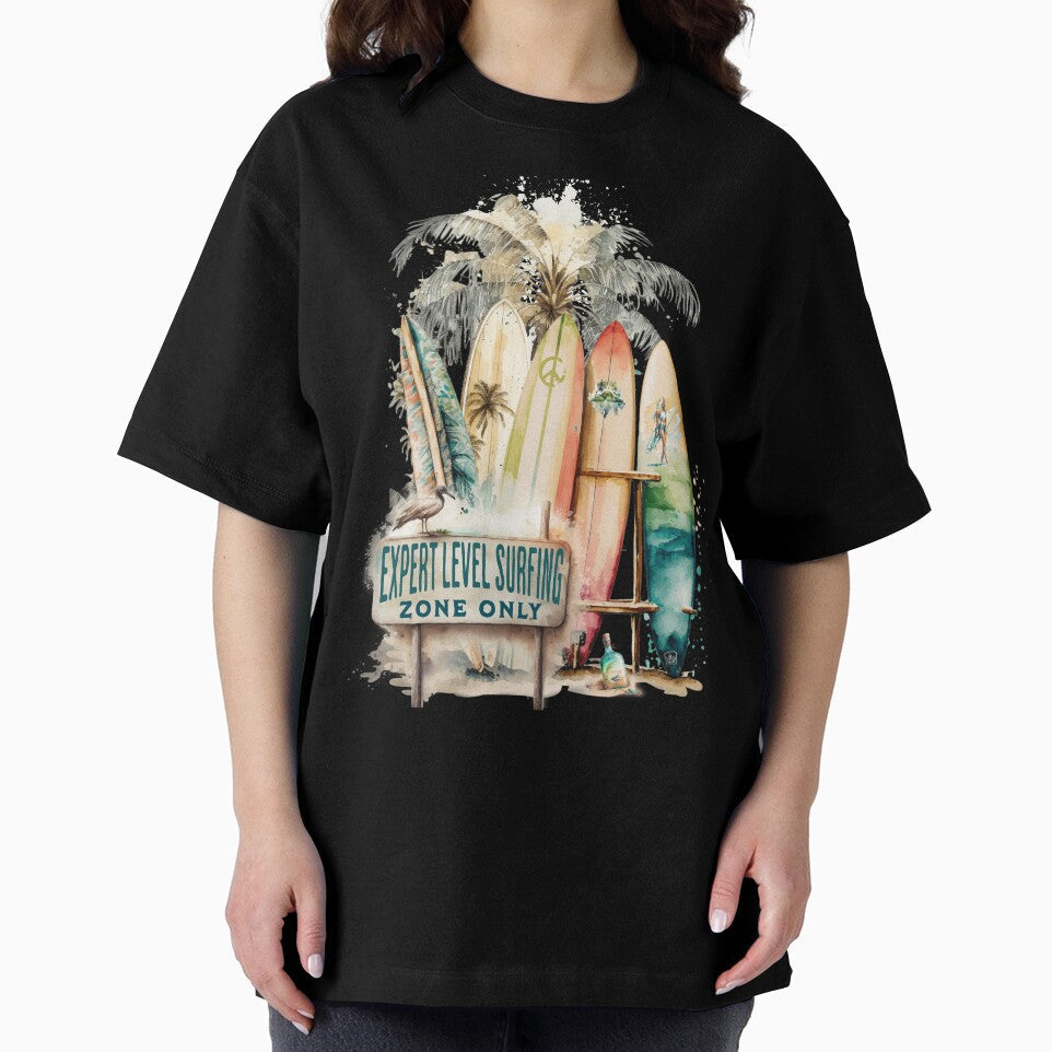 Vintage Classic Retro Surfing, Expert Surfing Zone Only by OceanIconic Unisex , , , Long Sleeve Tee