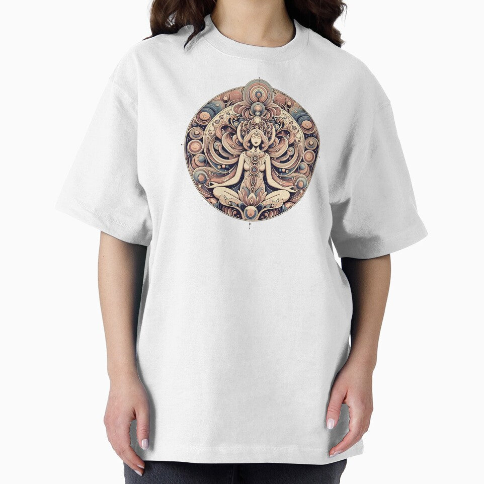 Mandala with woman in lotus position by Ganeshirt Unisex , , , Long Sleeve Tee
