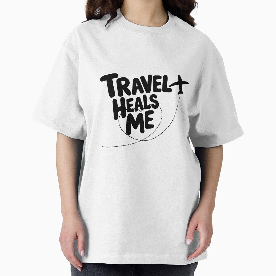 Travel Heals Me – Black and White Travel Quote with Airplane | Minimal Travel Design by PTMinimalShop