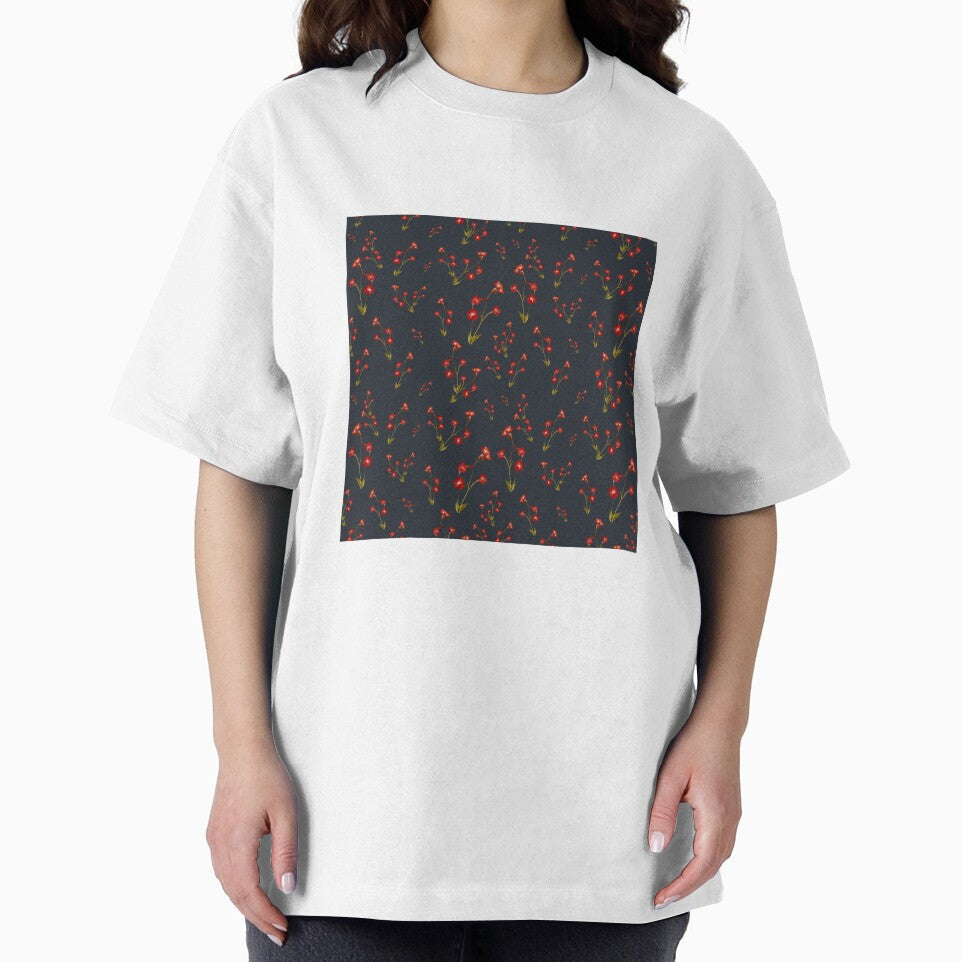 Flower red pattern a cute watercolor illustration grey by Yana Mustafina | Boho Soulful Designs