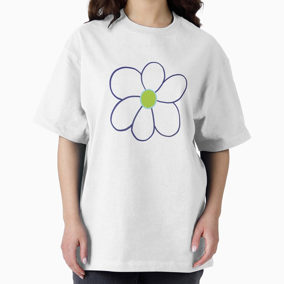 Big Simple Six Petal Flower in Blue and Green by BelindaFuller Unisex , , , Long Sleeve Tee