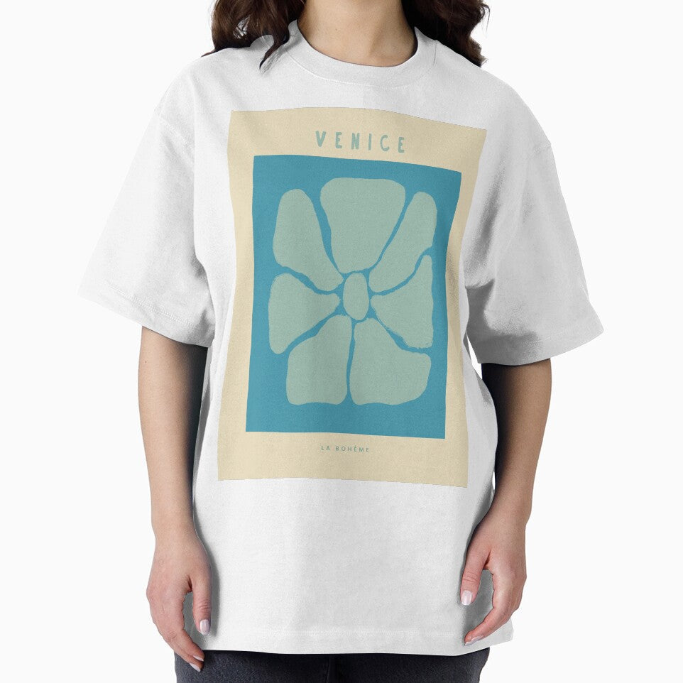 Teal Abstract Boho Flower by bowsbotanicals Unisex , , , Long Sleeve Tee