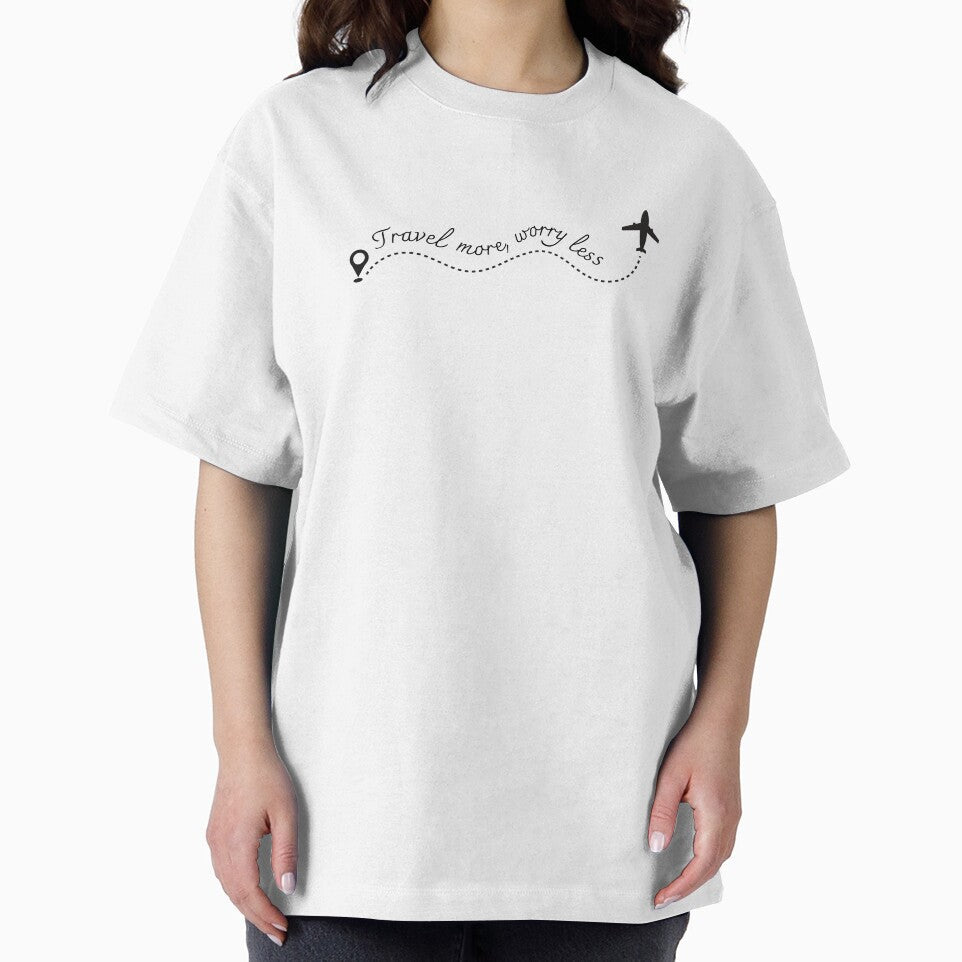 Travel more, worry less, minimal travel design by Angie-Atelier Unisex , , , Long Sleeve Tee