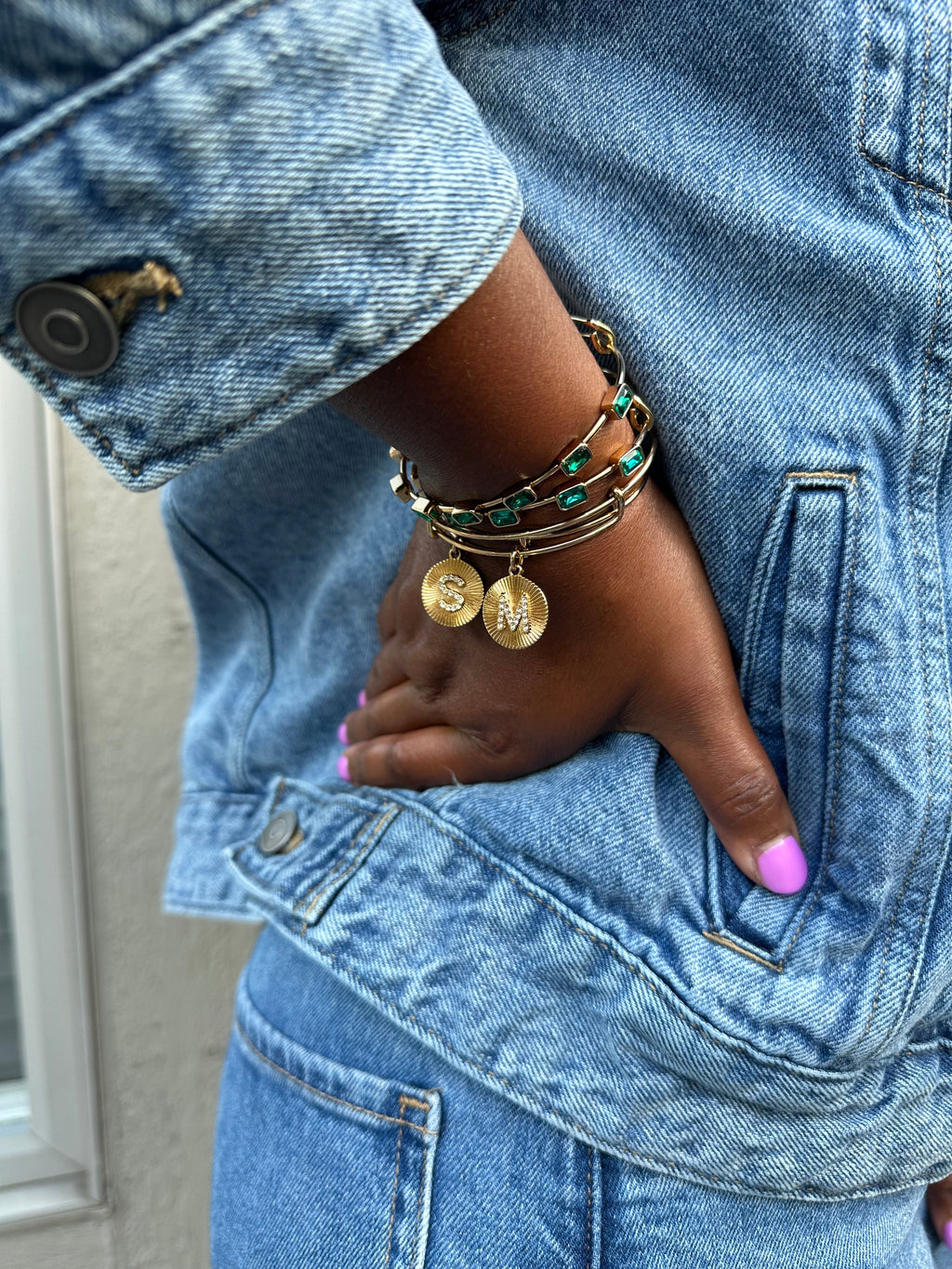 Initial M Pave Starburst Texture Bangle T-Shirts
