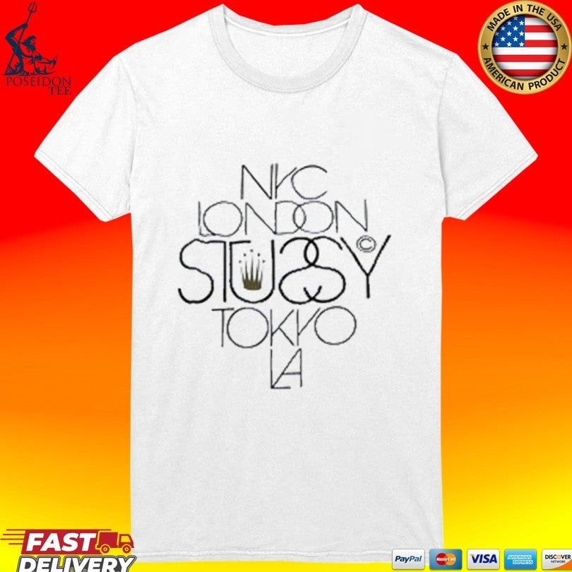 Stussy Spell Out Graphic Nyc London T-shirt