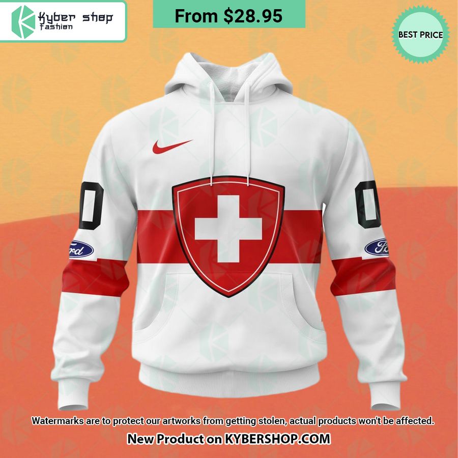 Swiss Ice Hockey White Hoodie, Shirt