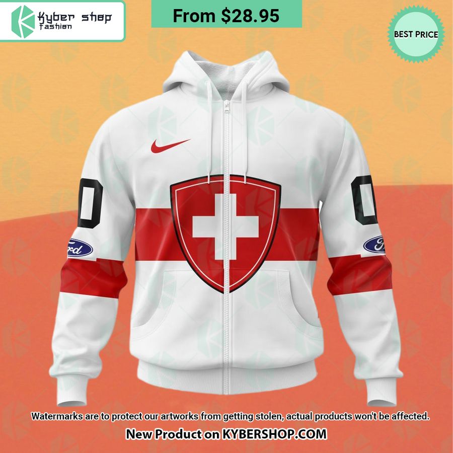 Swiss Ice Hockey White Hoodie, Shirt
