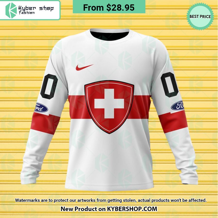 Swiss Ice Hockey White Hoodie, Shirt