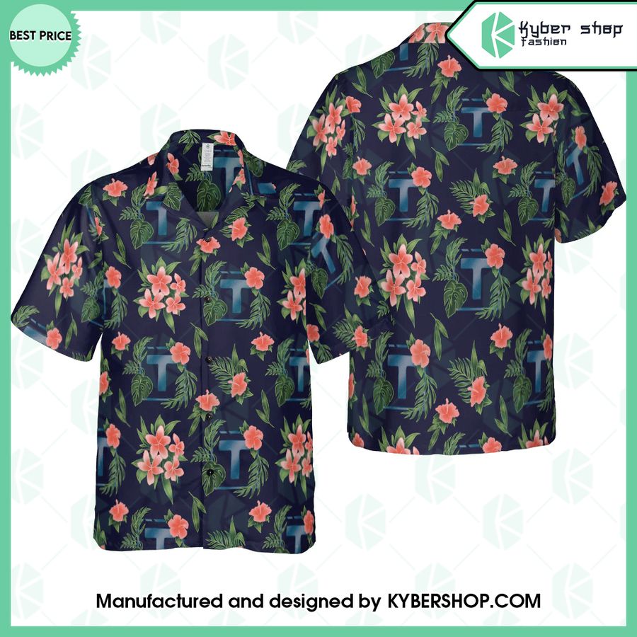 T logo flowers Hawaiian Shirt