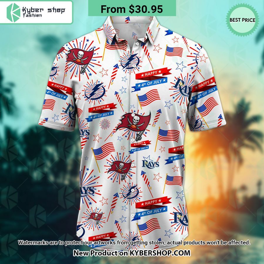 Tampa Bay Buccaneers Tampa Bay Lightning Tampa Bay Rays Happy 4th Of July Hawaiian Shirt