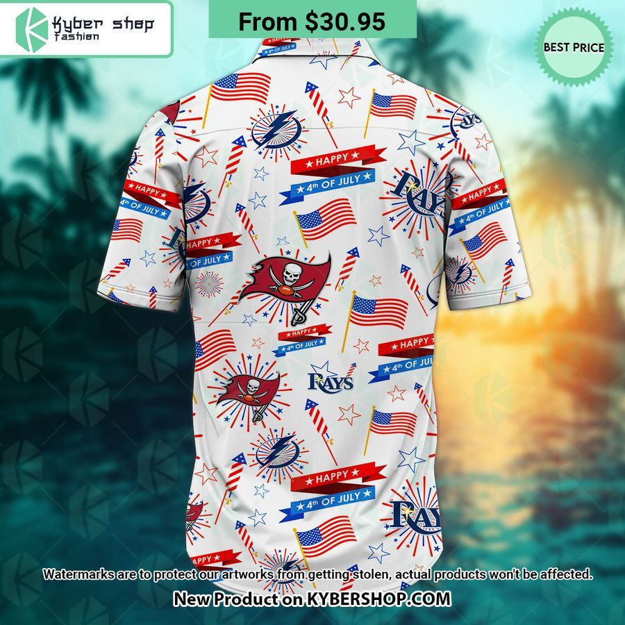 Tampa Bay Buccaneers Tampa Bay Lightning Tampa Bay Rays Happy 4th Of July Hawaiian Shirt