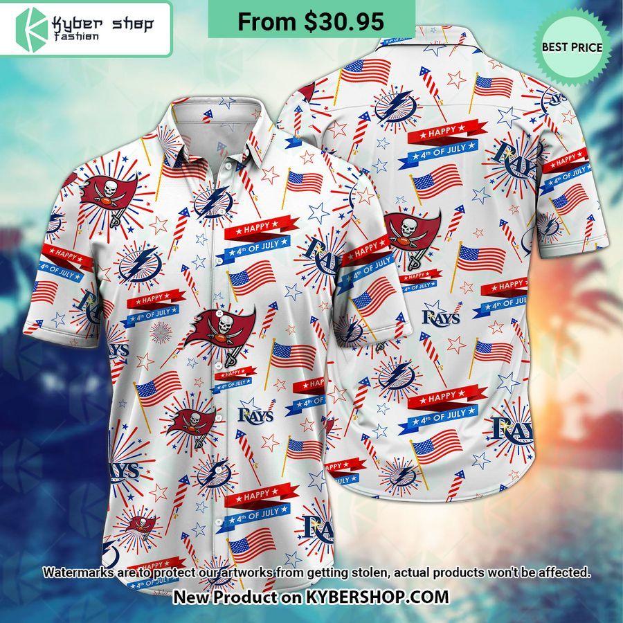 Tampa Bay Buccaneers Tampa Bay Lightning Tampa Bay Rays Happy 4th Of July Hawaiian Shirt