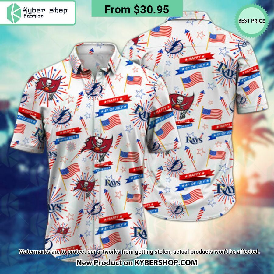 Tampa Bay Buccaneers Tampa Bay Lightning Tampa Bay Rays Happy 4th Of July Hawaiian Shirt