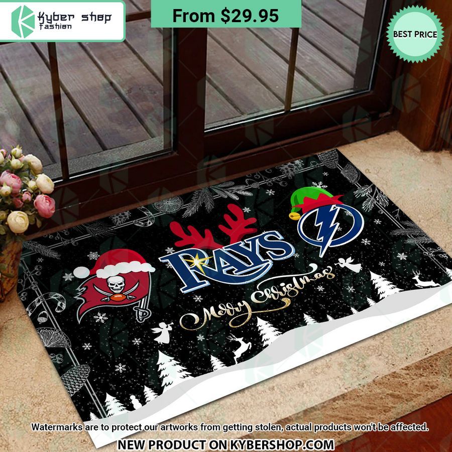 Tampa Bay Buccaneers Tampa Bay Rays Tampa Bay Lightning Merry Christmas Doormat