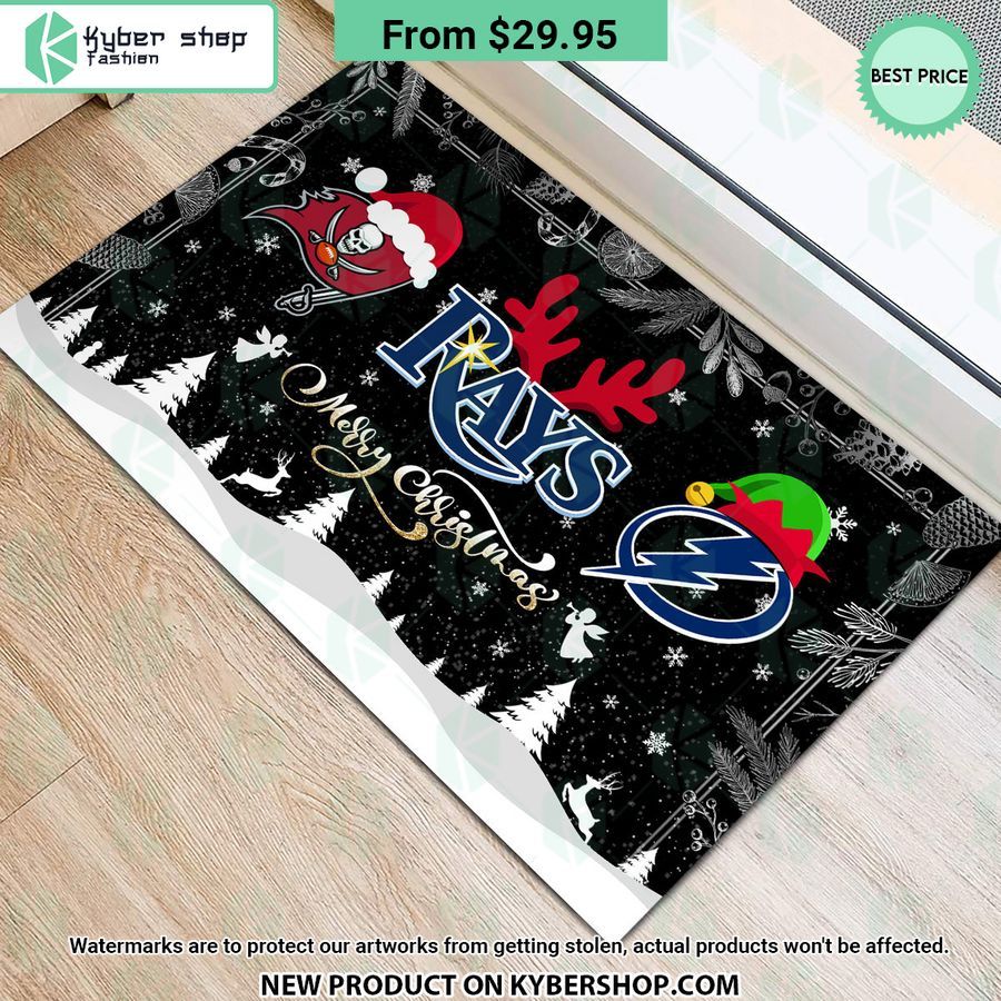 Tampa Bay Buccaneers Tampa Bay Rays Tampa Bay Lightning Merry Christmas Doormat