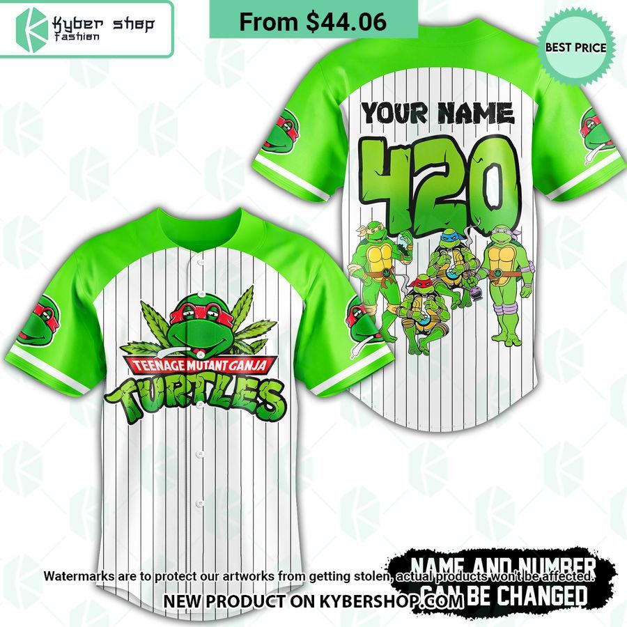 Teenange Mutant Ganja Turtles CUSTOM Baseball Jersey