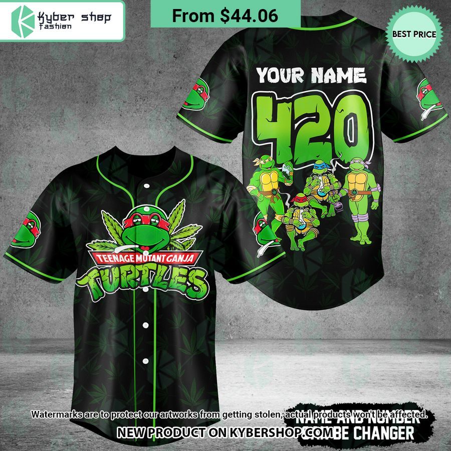 Teenange Mutant Ganja Turtles Weed CUSTOM Baseball Jersey